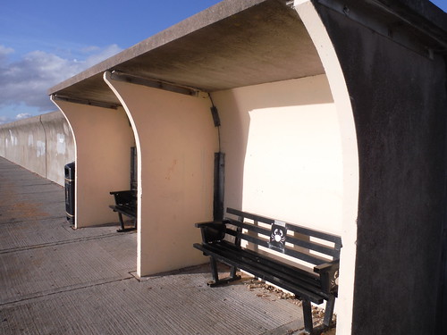 sheltered benches, riverfront, Canvey Island SWC Walk 258 Benfleet Circular (via Canvey Island)