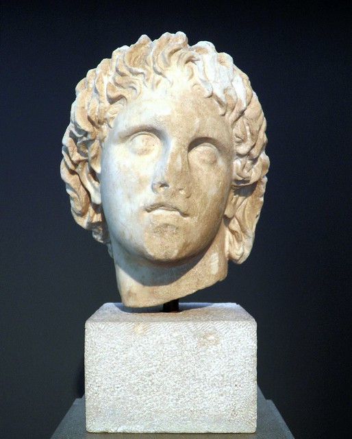 Marble head of Alexander the Great (325-300 BC). Chance find from the area of Giannitsa, Archaeological Museum, Pella
