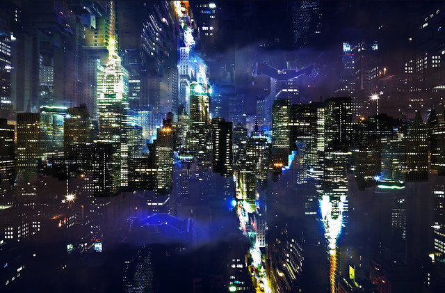 Multiple exposures of midtown NYC at night