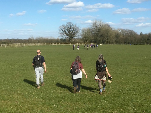 Crossing the field Ockley to Warnham walk