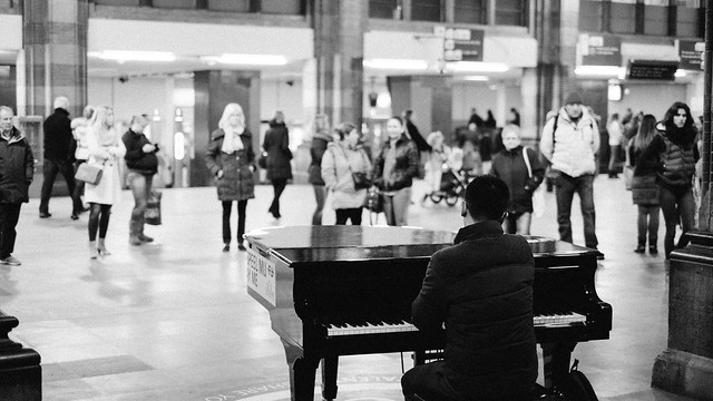 Piano player at Amsterdam Central Station - Amsterdam, March 2015
