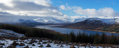 blue trees winter sky snow mountains cold nature water clouds landscape outdoors scotland scenery colours panoramic reservoir cairn munros zoomlens hillwalking scottishhighlands tamronlens lochloyne highlandloch sonya7r sonyilce7r tamron2470f28divcusdsp