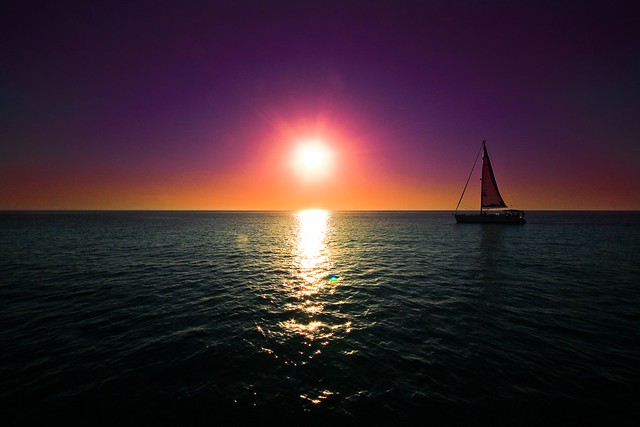 sailing at sunset - Tel-Aviv beach