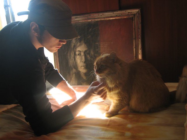 Lennon, cat and Dave