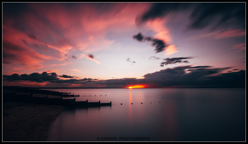 uk pink blue sunset red sea england sky beach water clouds canon lens eos kent sand long exposure britain sigma 1020mm whitstable 70d