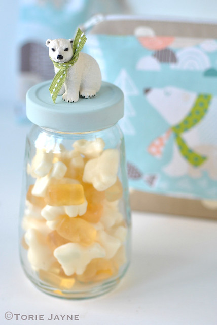 Handmade Polar bear jar full of polar bear candy 1