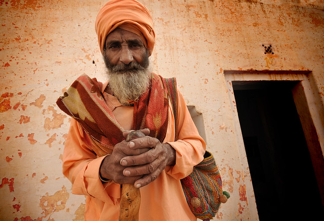 Colorful sadhu portrait, Varanasi, India