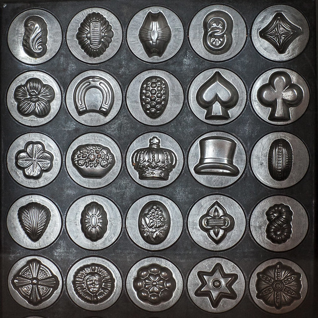 metal  sweet/chocolate moulds at the museum of folklore