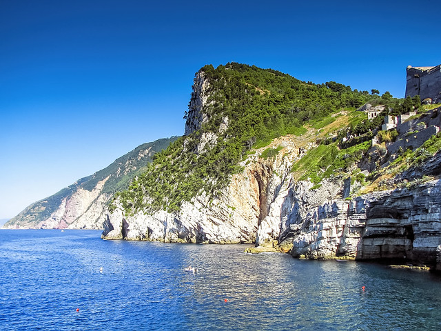 Ligurian sea coastline in Porto Venere village