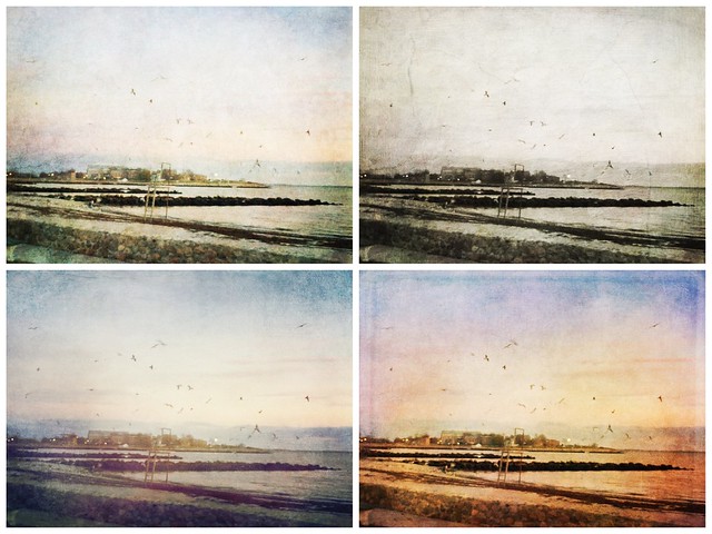 Variations on a Beach Scene. Photo taken with my iPhone 6 and edited on an iPad in Stackables and Pixlr apps.