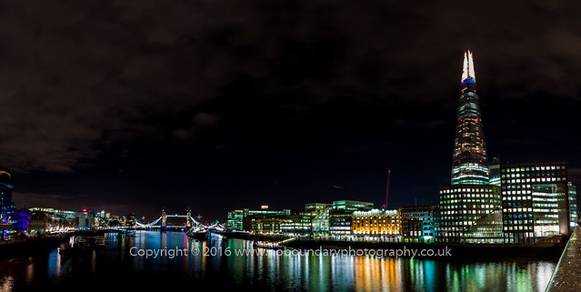 London Bridge View Panoramic at night-
