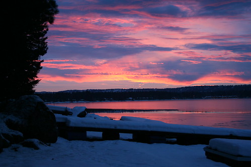 winter sunset lake snow id mccall payette