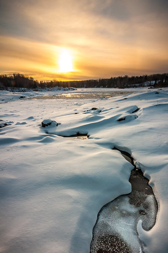 Mistassibi river sunset by MaxGag, It was not that cold but I stayed outside too long and felt the effect of cold, when I got back to h