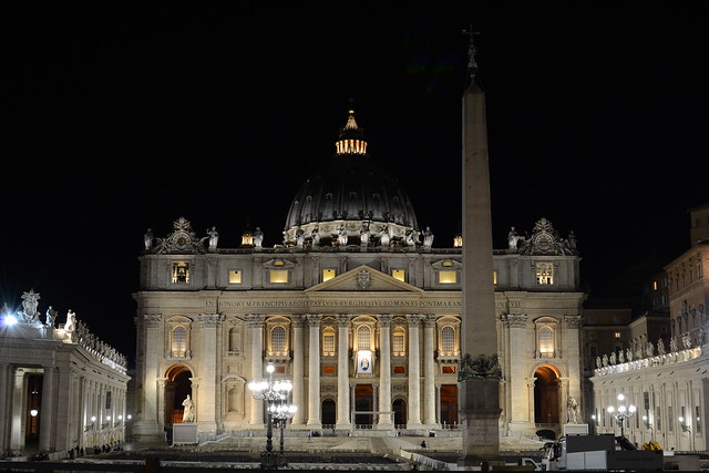 St. Peter's Basilica at night, Vatican