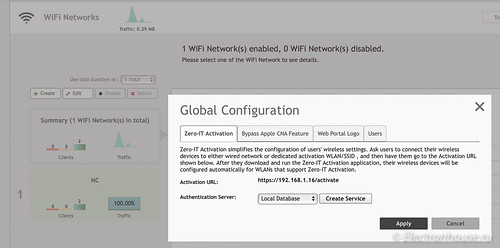 WiFi network global configuration
