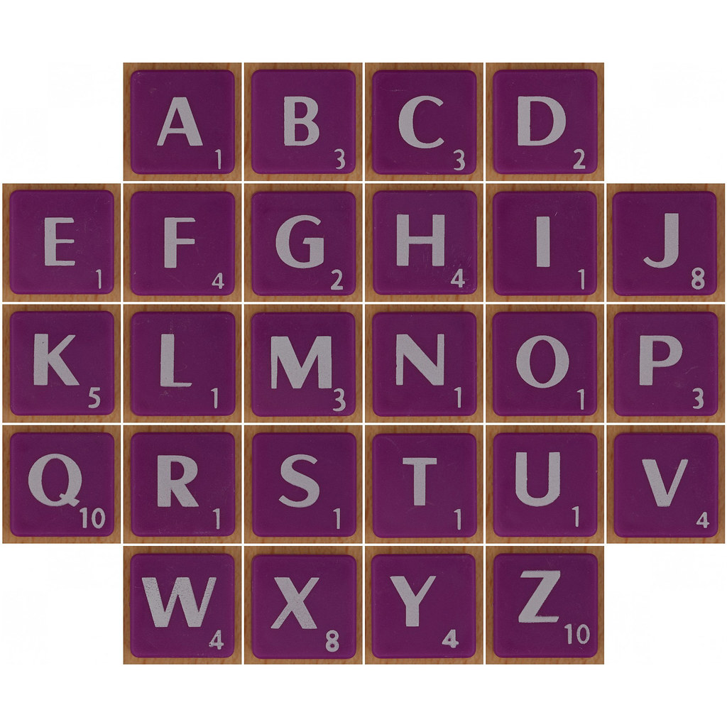 Scrabble white letter on purple alphabet | 1. white, 2. Scra… | Flickr