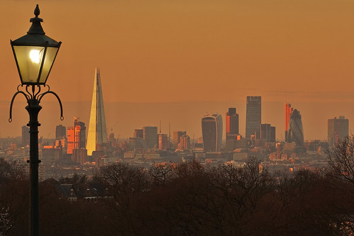 uk sunset london lamp forest hill cityoflondon canoneos60 theshard andreapucci