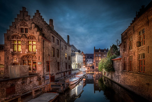 caughtinpixels night building medieval oldbuilding reflections time brugge realismdigitalart clouds hdr canal warmlight jacobsurland colors lamps geometry bruges water city citybynight lights bluehour lamp fineart lines belgium blue country architecture highdynamicrange cityscape brügge light vlaanderen belgien be art fineartphotography