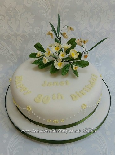 Spring flowers 80th birthday cake. Primroses and snowdrops… | Flickr