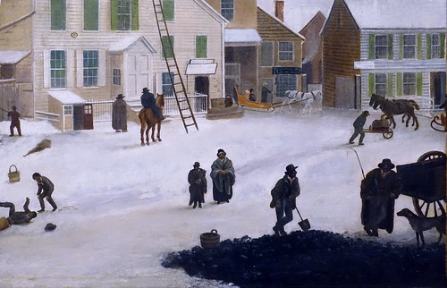 street city nyc newyorkcity winter snow newyork guy art brooklyn painting landscape dock cityscape american coal sleigh federalist stanns 1820 americanart saintannschurch francisguy