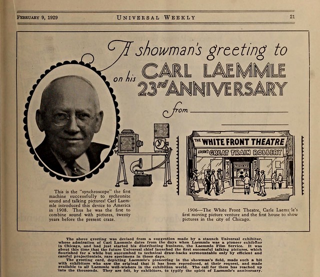Carl Laemmle tribute 1929