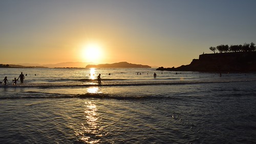 swimming... by JoannaRB2009, ...at the sunsetwater waves sea mediterranean mood warm evening sunset sun island katodaratsos beach