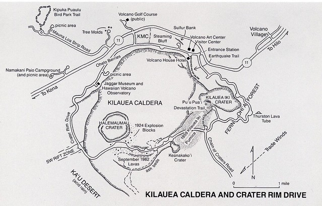 Map of Kilauea Caldera area, Hawaii