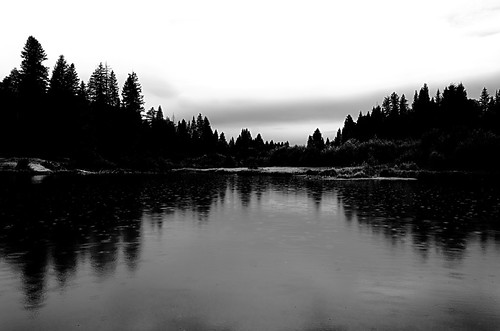 Opal Lake with Light Rain, lake colorado hiking pagosasprings bw0006