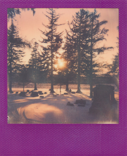 Close by benjaflynn, winter sunset sun sunlight snow colors cemetery analog vintage polaroid outdoors illinois colorful m