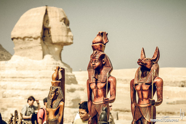 Souvenir pieces in front of the Great Sphinx of Giza