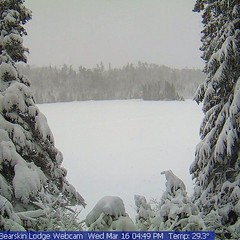Webcam this afternoon. Yes, we did indeed get a snowstorm. #bearskinlodge #gunflinttrail #centralgunflintskitrails