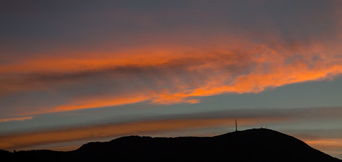 sunset sky mountain skyline clouds evening tasmania hobart mtwellington kunanyi