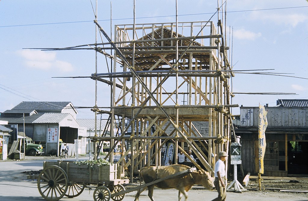 Bamboo Scaffolding in Tokyo, Japan 1952