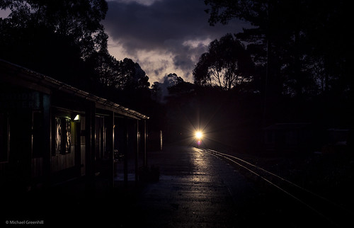 sunset night evening cloudy au australia trains victoria steam pbr menziescreek puffingbilly