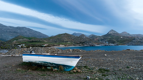 abandoned boat at Damnoni Beach, southern Crete
