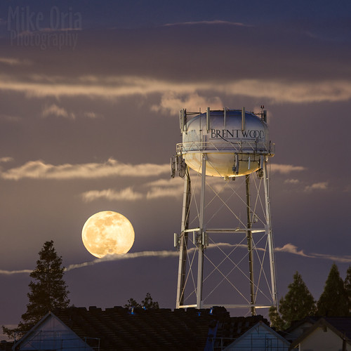 california contracosta county brentwood antioch oakley watertower tank tower night longexposure pentax 645 645z 67 6x7 m300 f4 300mm outdoor landscape city cityscape moon full clouds published discovery bay press newspaper