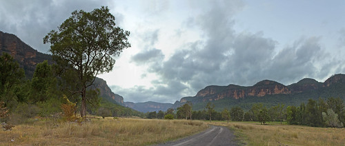 morning panorama mountain tree clouds sunrise dawn australia bluemountains cliffs newsouthwales glendavis capertee