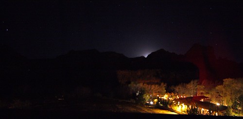 The moon is just beginning to show over the mountain in Sedona, Arizona. | by Rickd248 & Sharond252