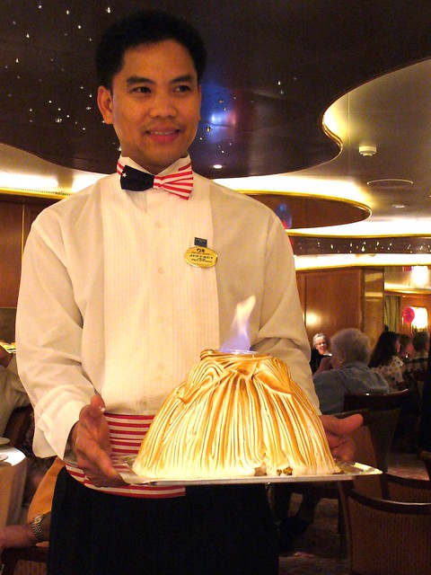Waiter Serves Baked Alaska