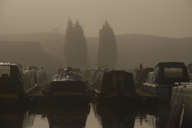 Narrowboats in the Mist