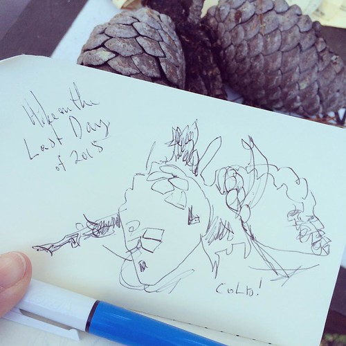 Hiking on the last day of #2015 #sketchbook #ballpointpen #hiking #pinecone #pineneedles #forest #coldweather | by apple-pine
