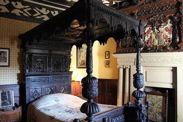 Four poster bed in the Knight's Bedroom in Lyme Park