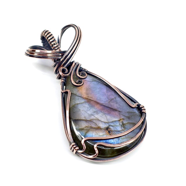 Spectrolite cabochon wrapped in oxidized copper | Jessica Blackwell ...