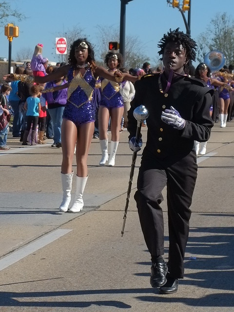 Closer view of the drum major