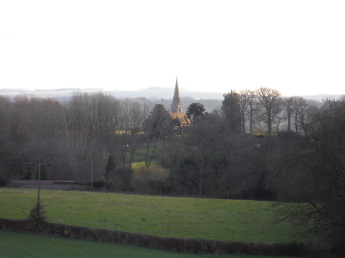 Midgham Church from Descent from Wootten's SWC Walk 117 Aldermaston to Woolhampton (via Stanford Dingley)