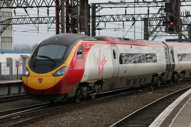 13th February 2016. Virgin Alstom Pendolino Class 390 No.390049 at Piccadilly Station, Manchester