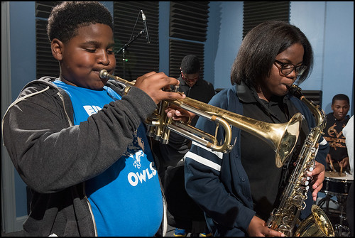 Einstein Charter Middle School Jazz Band at WWOZ for Cuttin' Class on March 31, 2016. Photo by Ryan Hodgson-Rigsbee www.rhrphoto.com