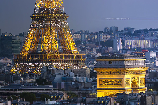 Tour Eiffel Vs Arc de Triomphe Paris France