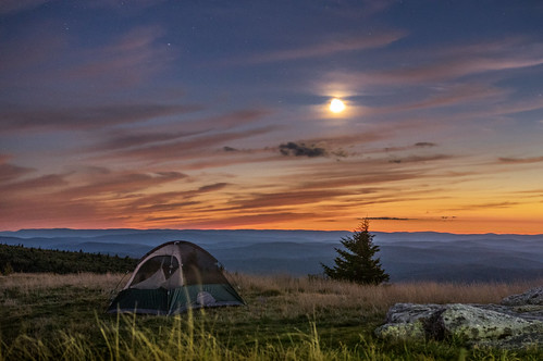 longexposure camping trees light camp sky moon mountain mountains color nature rock horizontal stone pine night clouds forest dark stars landscape outdoors twilight dusk nobody tent hills westvirginia astrophotography rectangle appalachia spruceknob