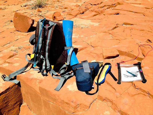 Hiking gear in Valley of the Gods